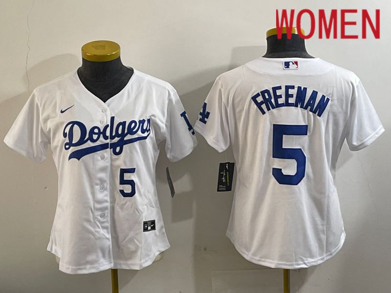 Women Los Angeles Dodgers #5 Freeman White Game 2024 Nike MLB Jersey style 11204->women mlb jersey->Women Jersey